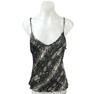 Nation LTD Black Snakeskin Snake Print Spaghetti Strap Cami Camisole Tank Top L